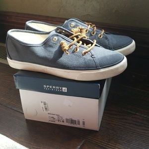Sperry Seacoast Navy Canvas Slip On Shoes Sneakers